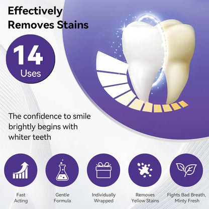 7Pcs Premium Purple Whitening Strips Professional Tooth Stain Removal Brighten Kit Deep Stain Cleaning for Sensitive Teeth