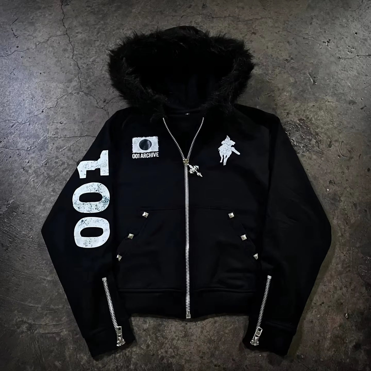 American Street Hip Hop Joker Fur Collar Zipper Hoodie Women Harajuku Y2K New Fashion Vintage Sweatshirt Unisex Punk Warm Hoodie